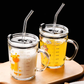 Unicorn Shape 350 ML Glass Mug with Straw