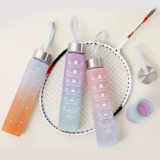 Sports Water Bottles 3 Pcs Set with Motivational Time Marker