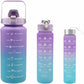 Sports Water Bottles 3 Pcs Set with Motivational Time Marker