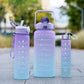 Sports Water Bottles 3 Pcs Set with Motivational Time Marker
