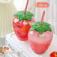 Strawberry Straw Water Bottle (Cute/Kawaii Design)